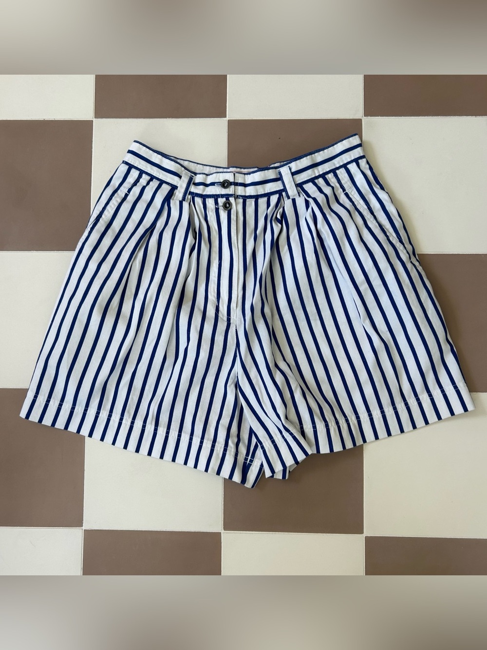 Vintage Milano Sport Blue White Striped High Waist Shorts Size Vintage 12/Small